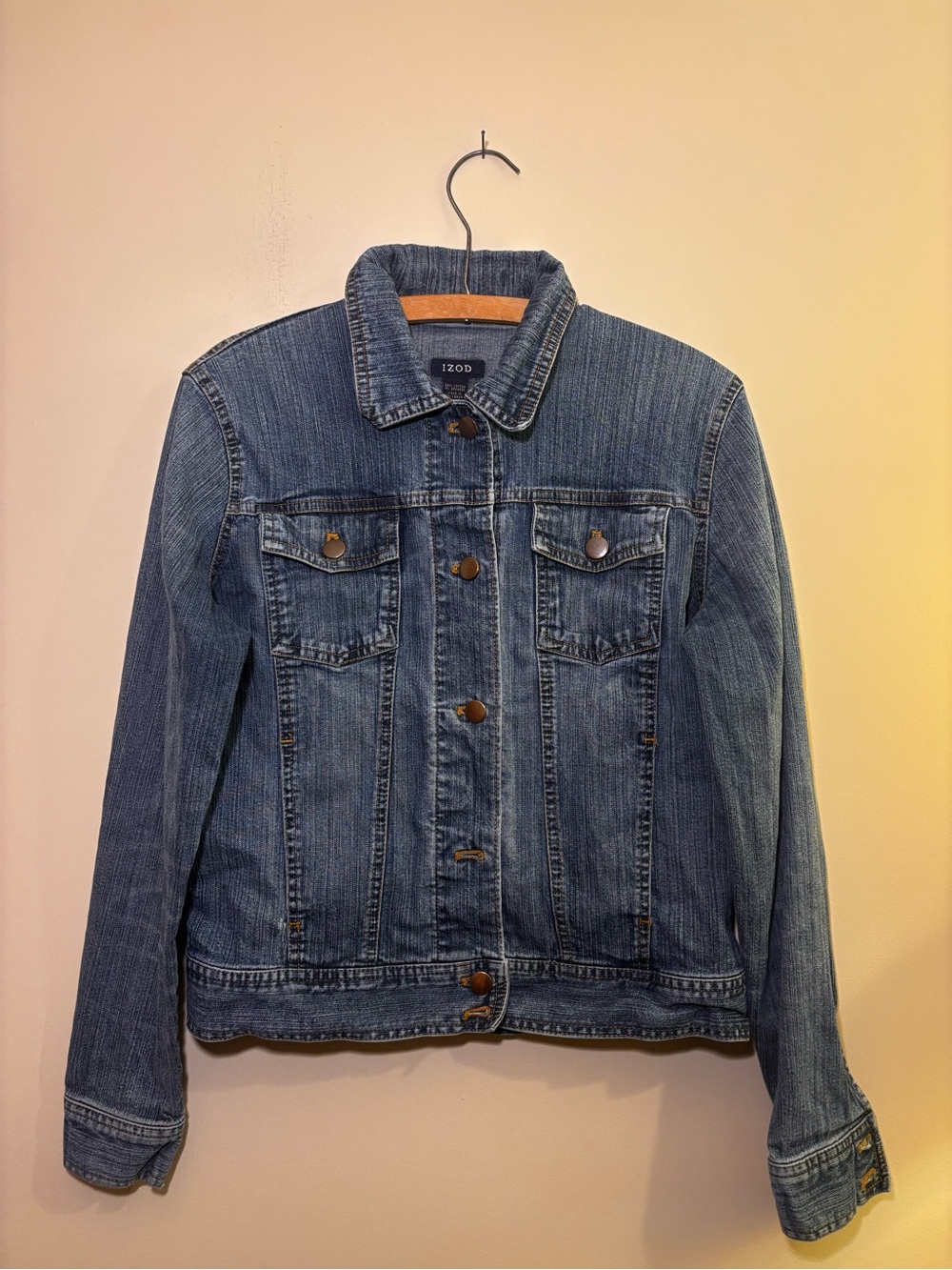 Izod Vintage Classic Dark Wash Blue Denim Jacket